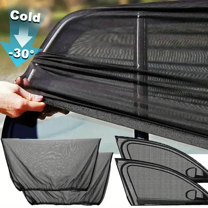 4-piece window screen set, premium window sunshade breathable mosquito net for front and rear windows, UV protection Accessories