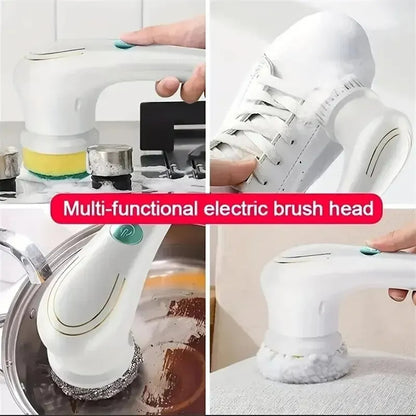 5 in 1 Electric Cleaning Brush Wireless USB Handheld Multifunctional Cleaning Tool For Bathroom Washing Kitchen Stove Shower