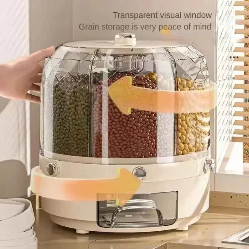 360° Revolving 6-in-1 Cereal Dispenser – Premium Quality Storage Solution