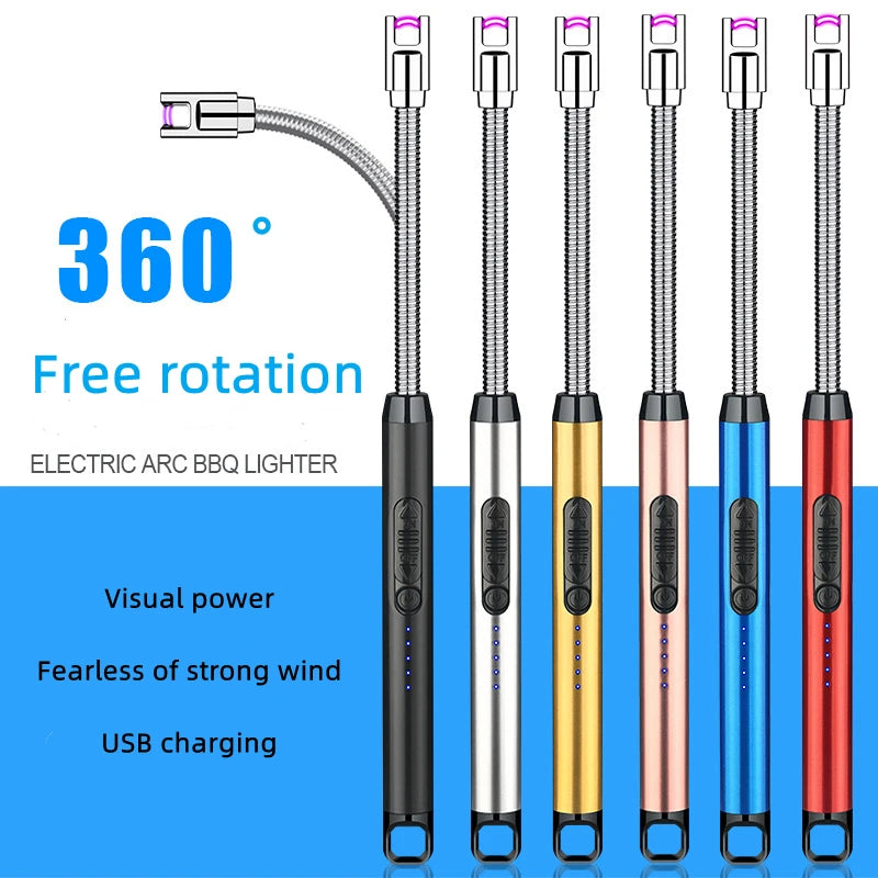 USB Rechargeable Plasma Arc Kitchen Lighter – Windproof LED Flameless Stovetop & Candle Lighter