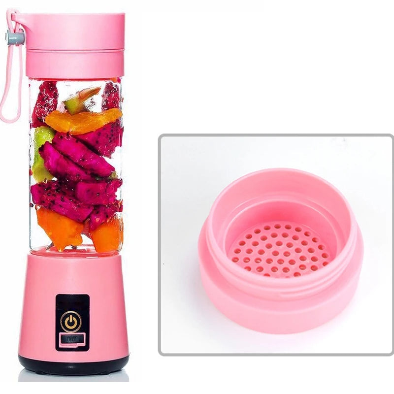 380mL Portable USB Rechargeable Juicer Bottle – 6-Blade Smoothie Blender & Mini Juice Cup