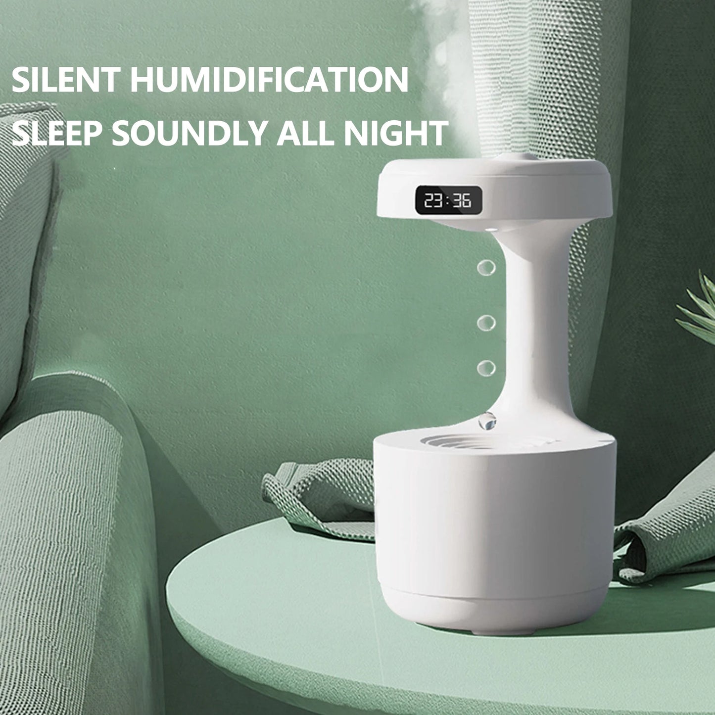 Anti-Gravity Air Humidifier with LED Display – Cool Mist Maker with Weightless Water Droplets Effect