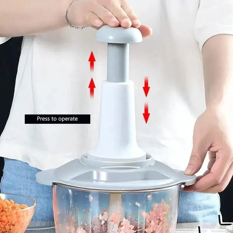 Multifunctional Manual Food Processor – Meat Grinder, Vegetable Chopper, Slicer & Dicer Kitchen Tool