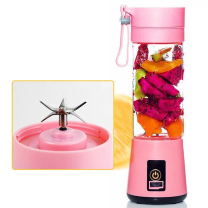 380mL Portable USB Rechargeable Juicer Bottle – 6-Blade Smoothie Blender & Mini Juice Cup