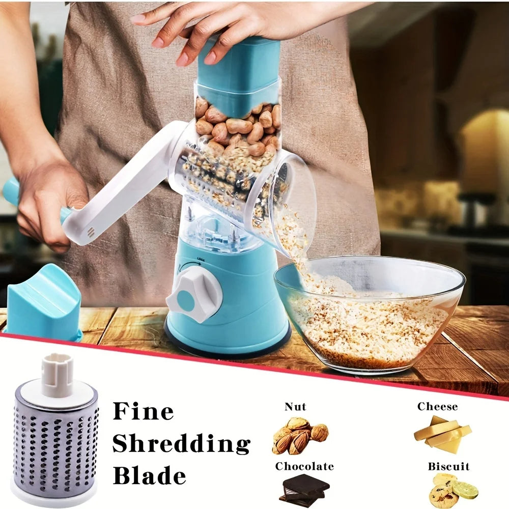 Vegetable Slicer Multifunctional Fruit Slicer TableTop Drum Grater Manual Food Grater, Roller Vegetable Grater, Potato Grater