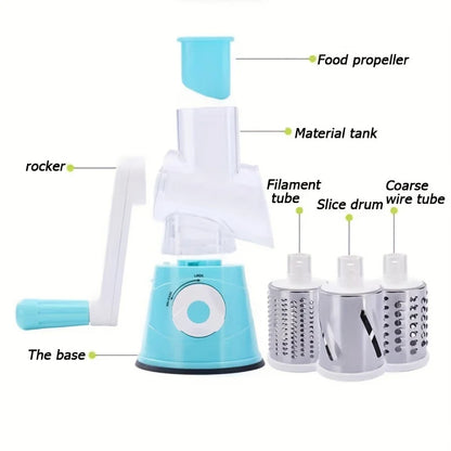 Vegetable Slicer Multifunctional Fruit Slicer TableTop Drum Grater Manual Food Grater, Roller Vegetable Grater, Potato Grater