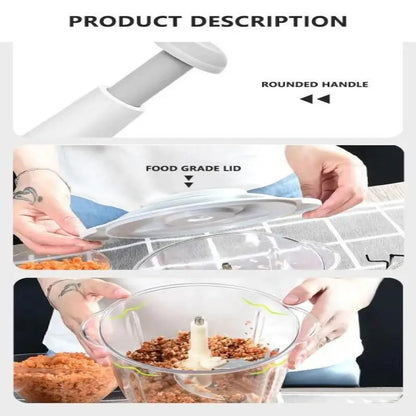 Multifunctional Manual Food Processor – Meat Grinder, Vegetable Chopper, Slicer & Dicer Kitchen Tool