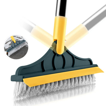 2-in-1 Floor Scrub Brush with Long Handle & Squeegee - Multi-Functional Cleaning Tool for Tiles, Kitchen, and Bathroom